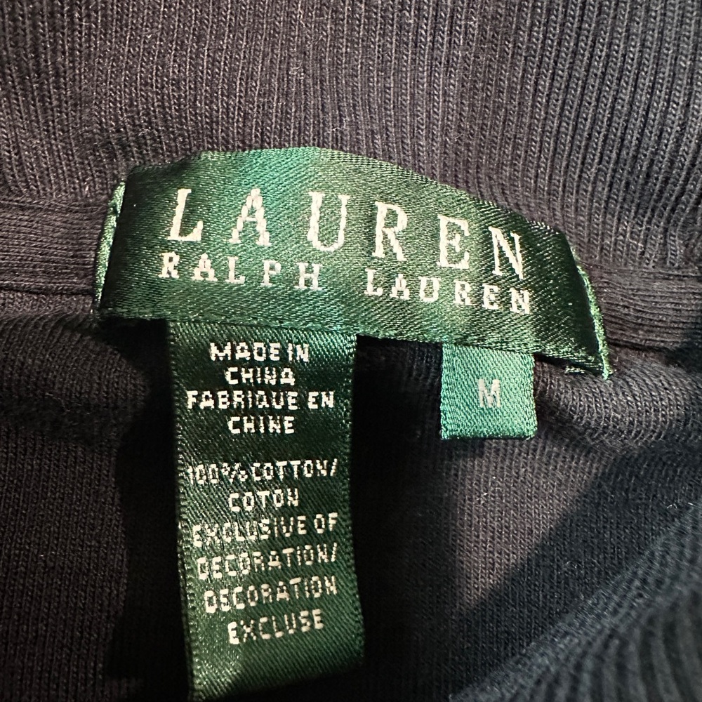 Lauren Ralph Lauren Shawl Collar Long Sleeve Top Size Medium Black - Picture 4 of 6